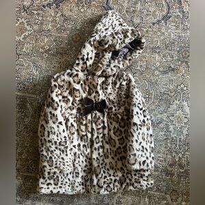 Girls Cheetah Faux Fur Coat